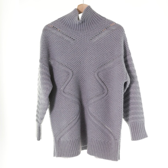 Reiss Myla Oversize Modern Cable Knit Wool Cashmere Gray Jumper Sweater Women XS - Picture 4 of 9